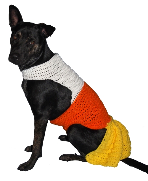 Millie models her cute Candy Corn inspired dress